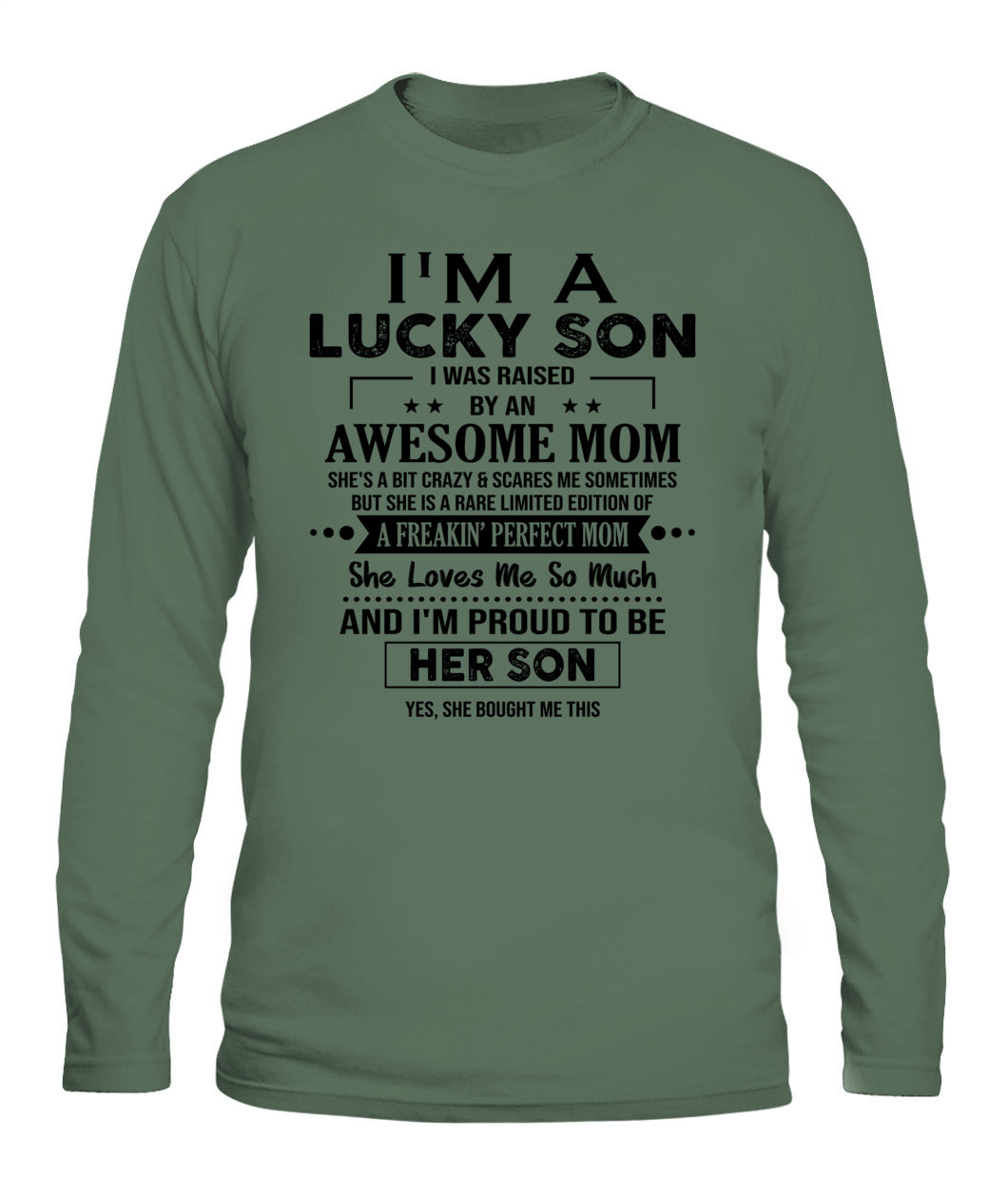 I'M A LUCKY SON I WAS RAISED BY AN AWESOME MOM - Bur - V- Neck Tee - MOM’S GIFTS
