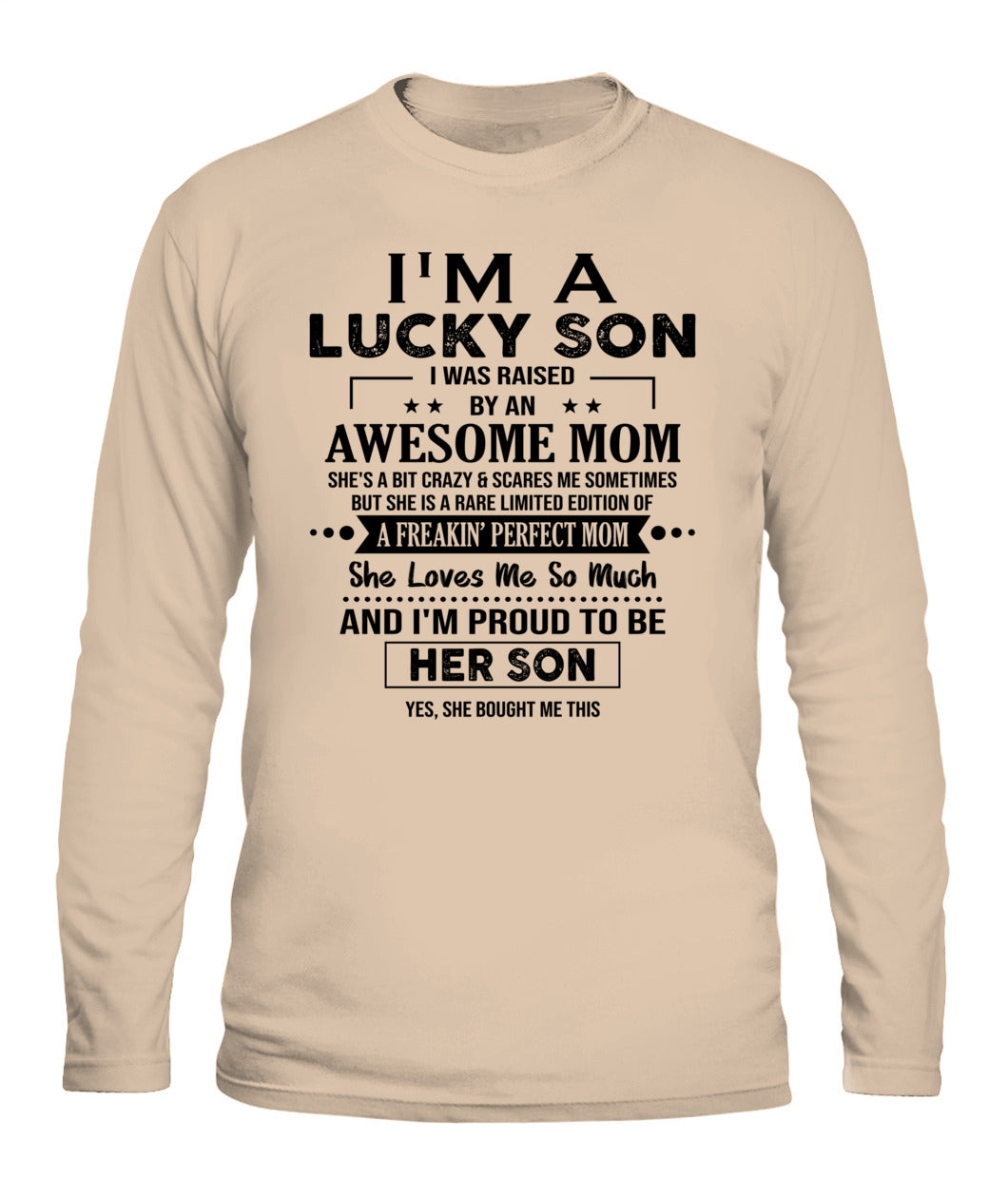 I'M A LUCKY SON I WAS RAISED BY AN AWESOME MOM - Bur - V- Neck Tee - MOM’S GIFTS
