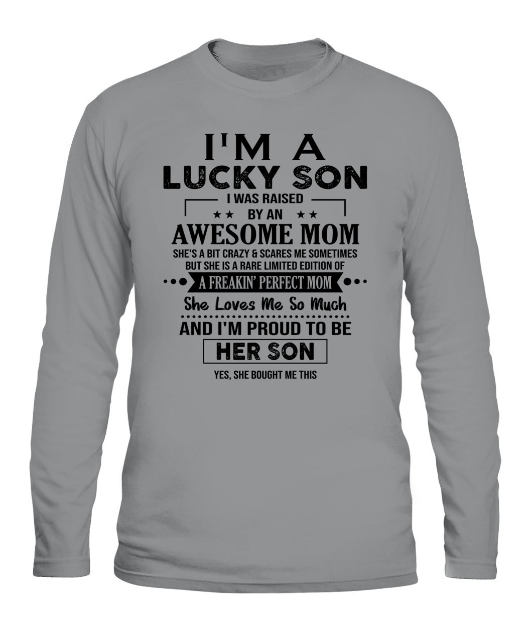 I'M A LUCKY SON I WAS RAISED BY AN AWESOME MOM - Bur - V- Neck Tee - MOM’S GIFTS