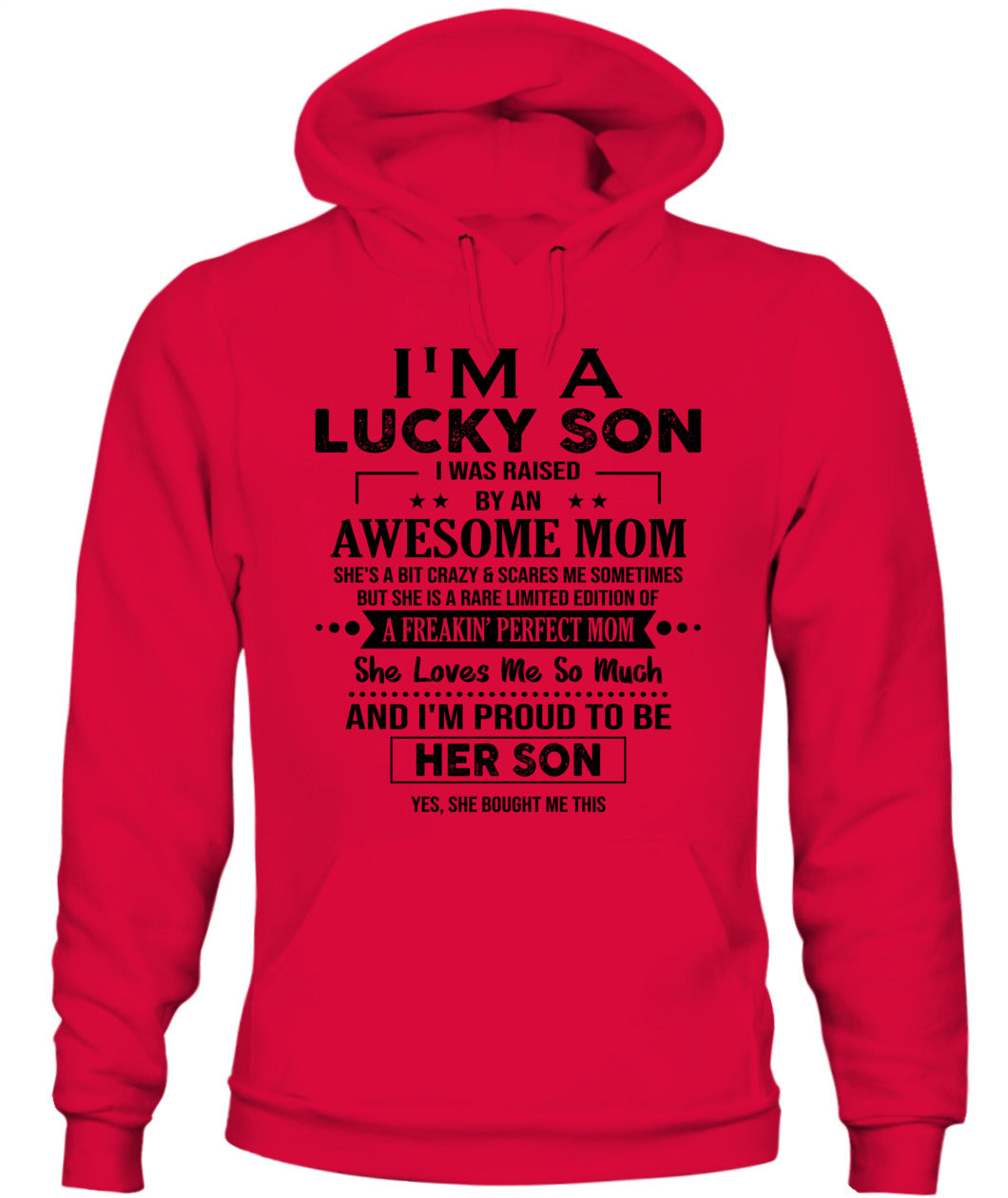 I'M A LUCKY SON I WAS RAISED BY AN AWESOME MOM - Bur - V- Neck Tee - MOM’S GIFTS