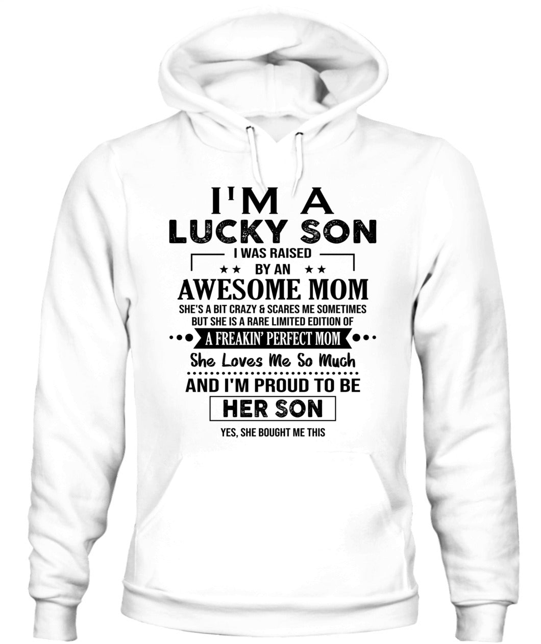 I'M A LUCKY SON I WAS RAISED BY AN AWESOME MOM - Bur - V- Neck Tee - MOM’S GIFTS