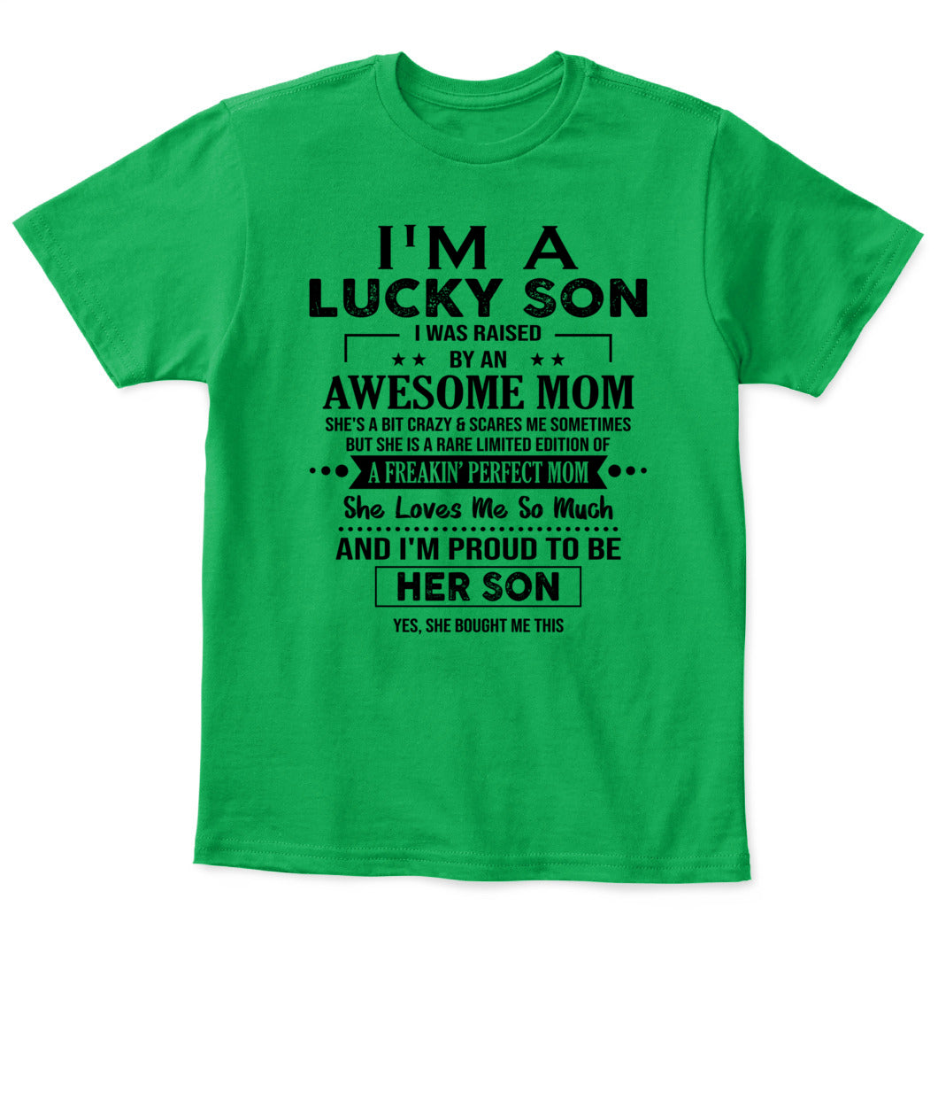 I'M A LUCKY SON I WAS RAISED BY AN AWESOME MOM - Bur - V- Neck Tee - MOM’S GIFTS