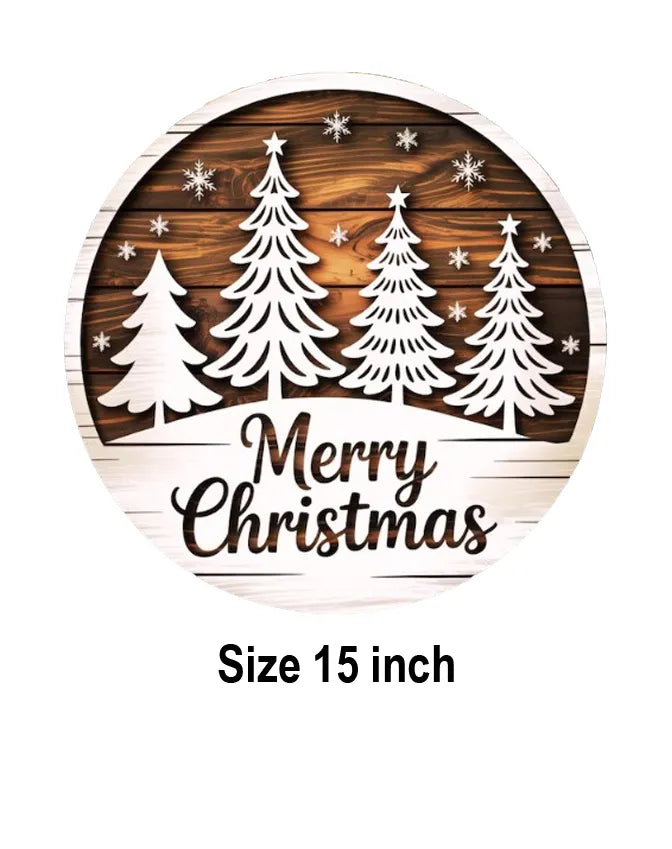 3D Round Wooden Christmas Sign – Two Layers, Fully Painted Sample 02