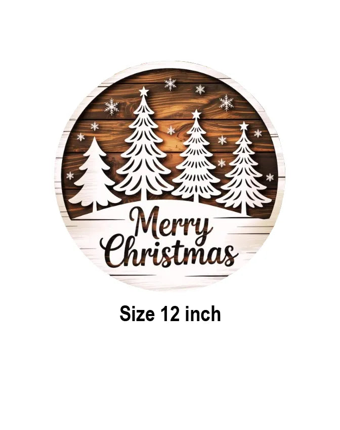 3D Round Wooden Christmas Sign – Two Layers, Fully Painted Sample 02