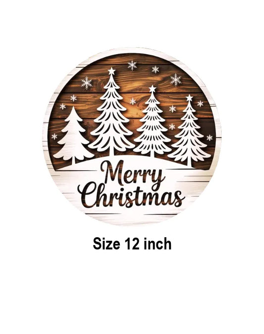 3D Round Wooden Christmas Sign – Two Layers, Fully Painted Sample 02