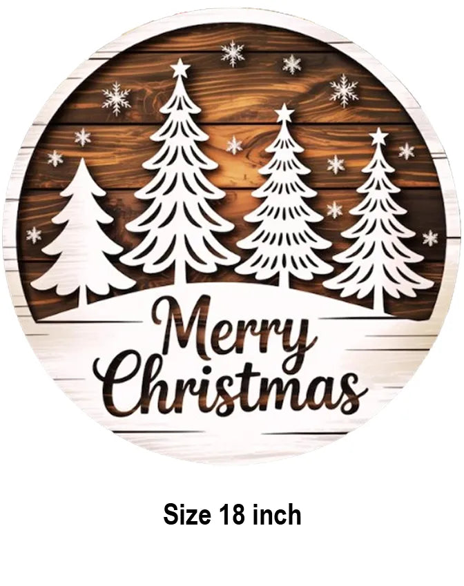3D Round Wooden Christmas Sign – Two Layers, Fully Painted Sample 02