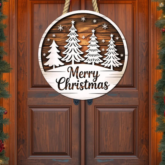 3D Round Wooden Christmas Sign – Two Layers, Fully Painted Sample 02